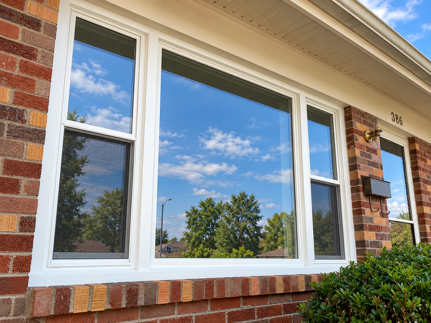 Large picture replacement window with white vinyl frame installed by WindowPROHVAC